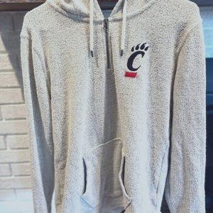 University of Cincinnati Women's Quarter Zip Cream Colored with Black Spots